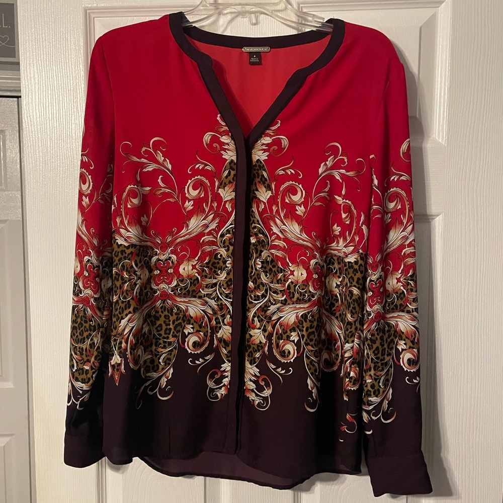 Dana Buchman Sheer Floral Print Blouse
